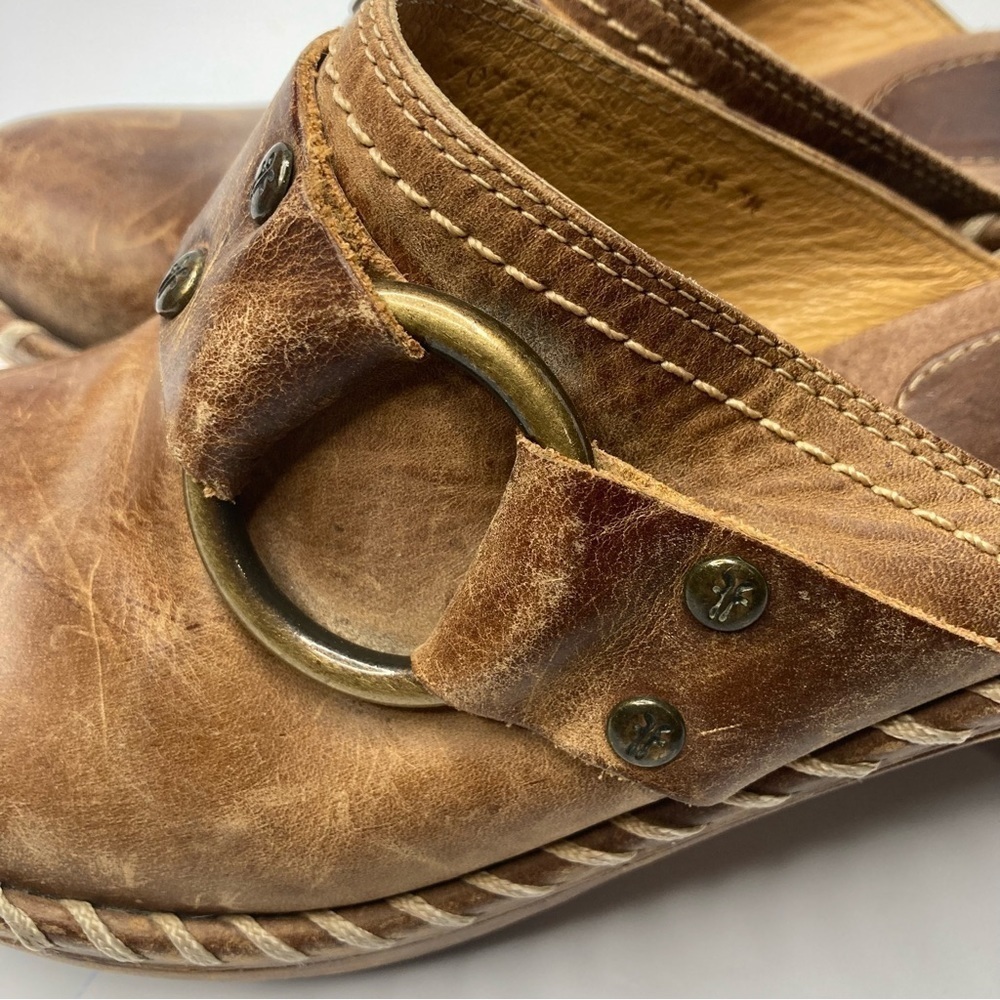 Vintage‎ Frye Charlotte ring leather mules clogs size 7 - Picture 9 of 16